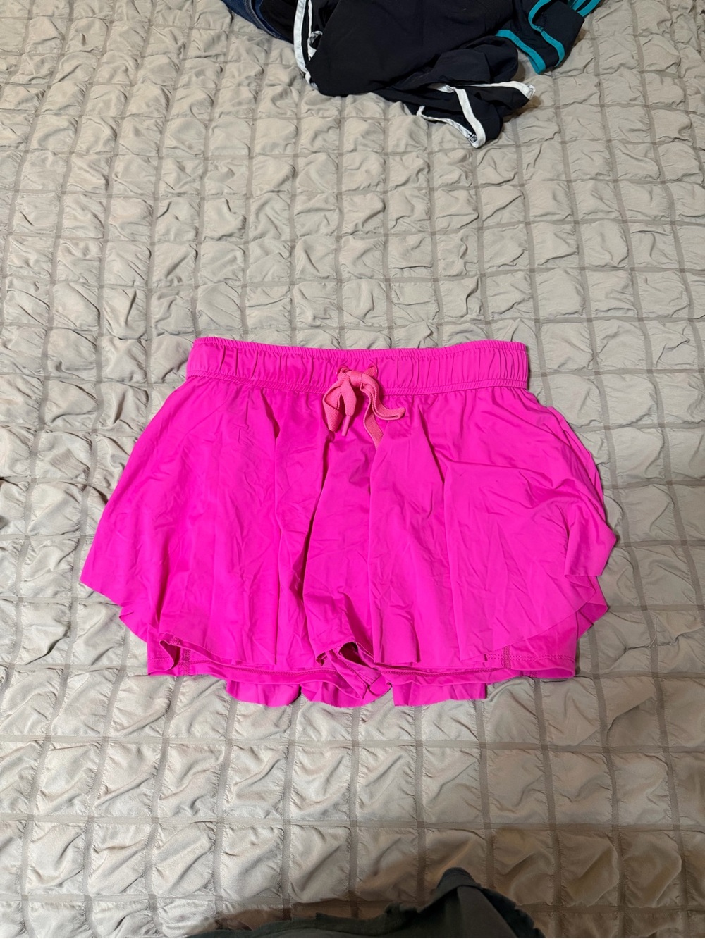 TCEC Bright Hot Pink Athletic Skort Shorts with Drawstring